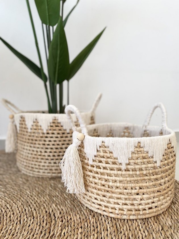 kit cesto macrame branco lili casa