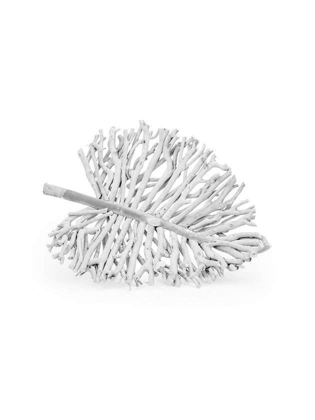 escultura decorativa folha galho branco lili casa