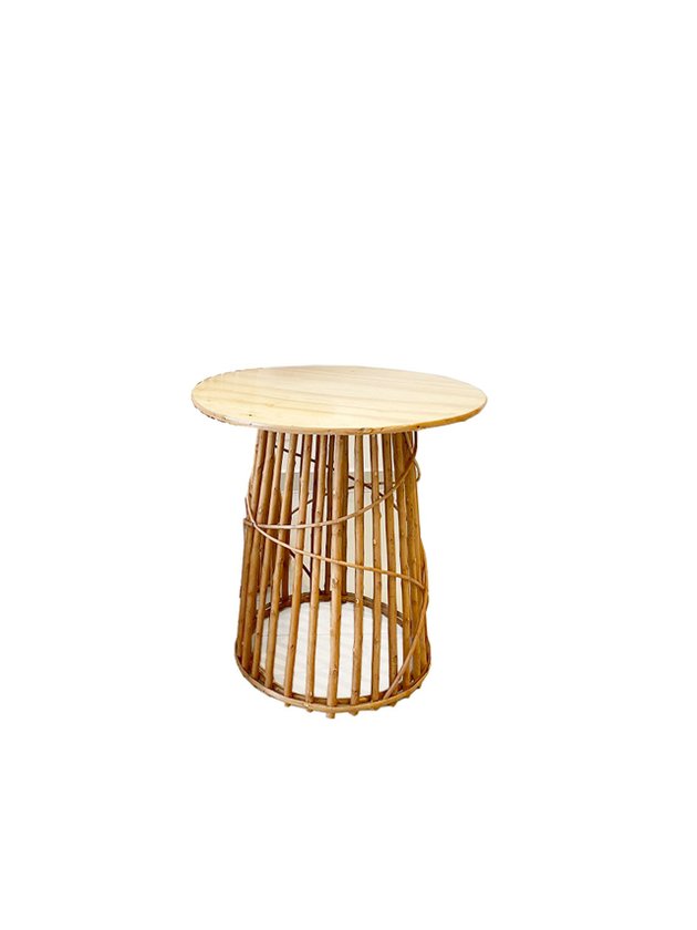 mesa boho vime natural redonda 40 cm rustico lili casa home decor
