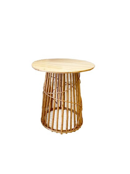 mesa boho vime natural redonda 60cm rustico lili casa home decor
