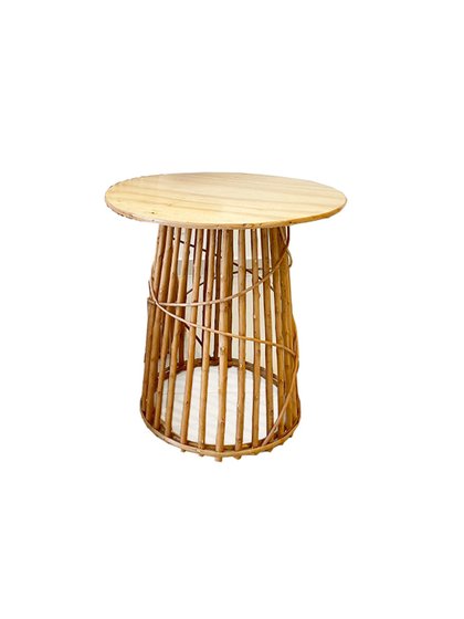 mesa boho vime natural redonda 80cm rustico lili casa home decor