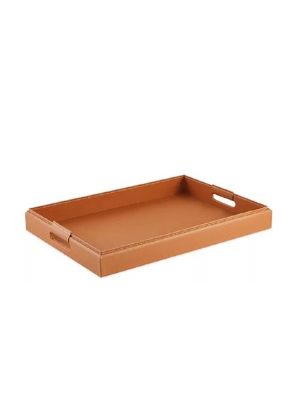 centro de mesa bandeja couro sintetico pu marrom pequena lili casa home decor