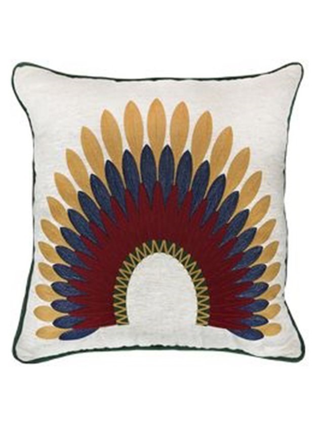 almofada branca cocar colorido linho lili casa home decor