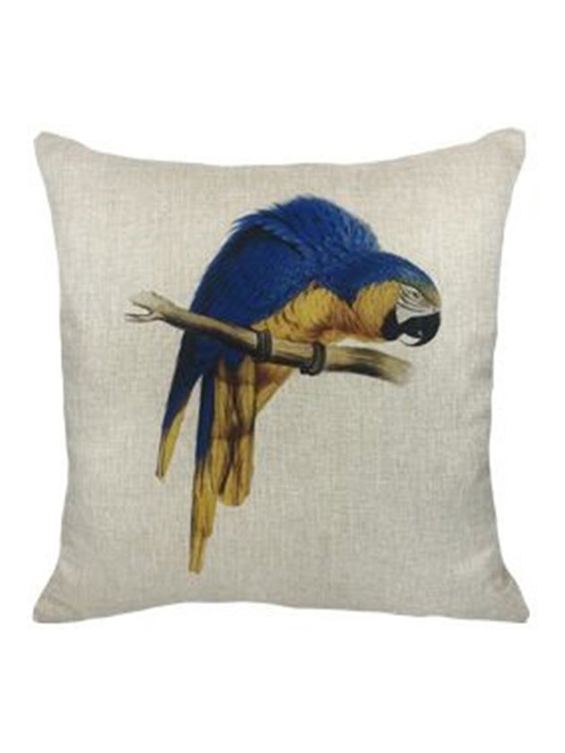 almofada branca passaro brasileiro arara azul linho lili casa home decor
