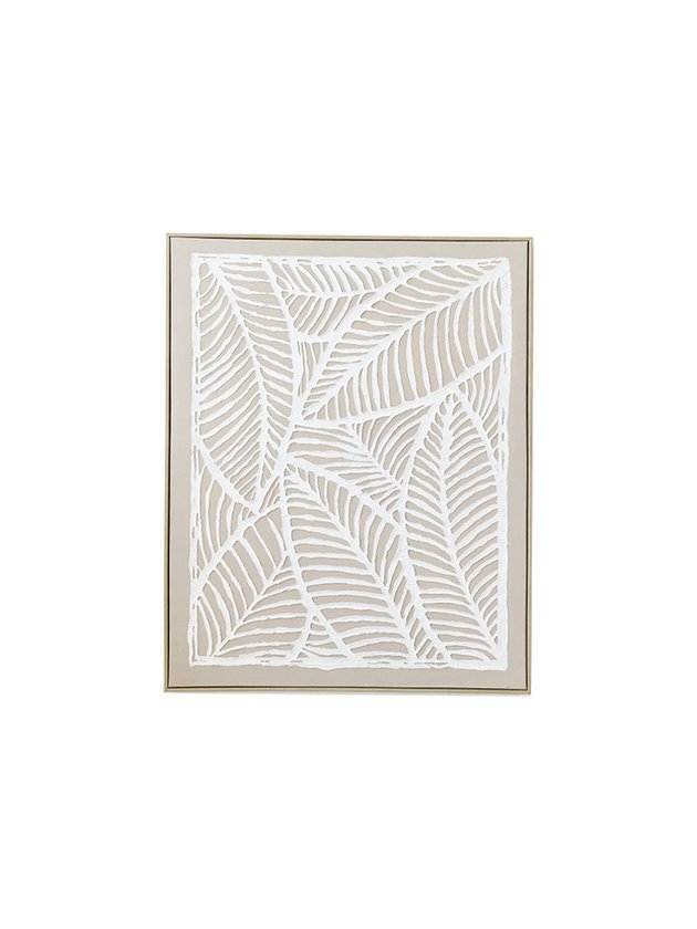 quadro canvas texturizado folhas branco lili casa home decor