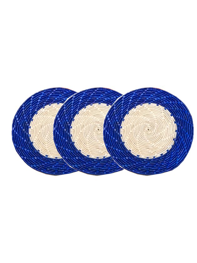 sousplat palha natural azul kit 6 lili casa home decor