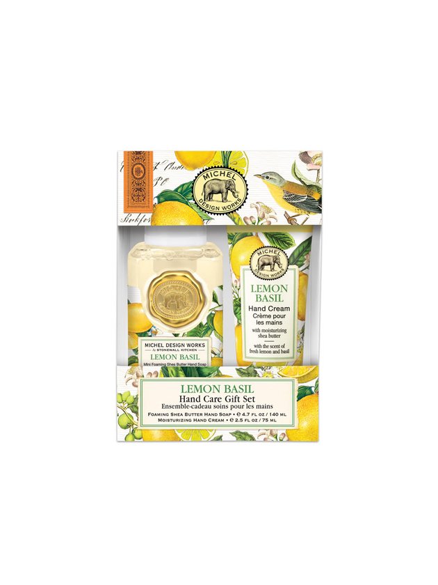 kit mini sabonete liquido creme de maos lemon basil michel works