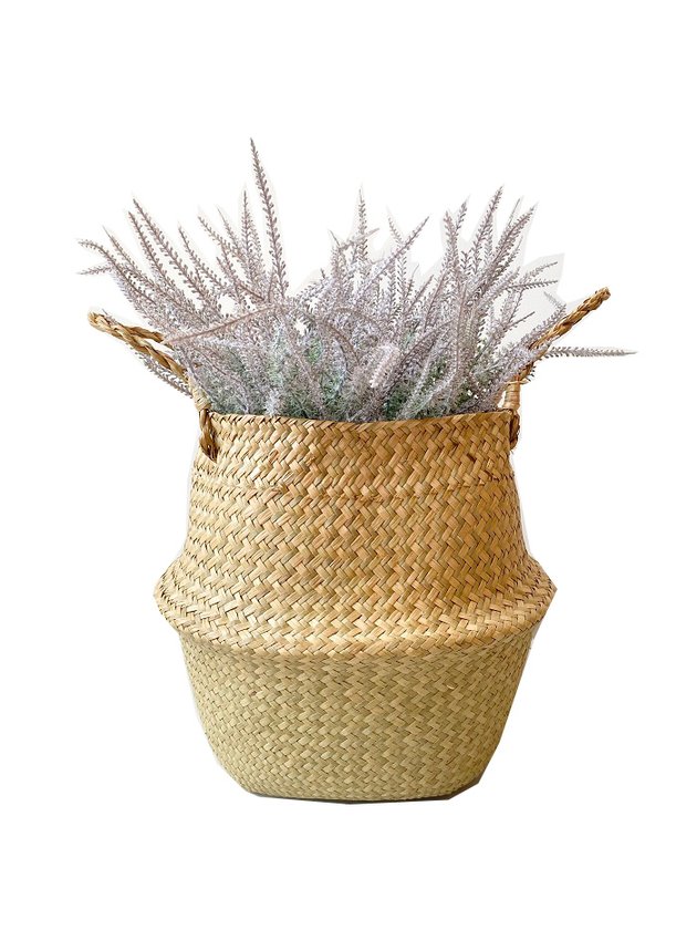 kit arranjo cesto de palha ramalhete toque real lavanda lili casa