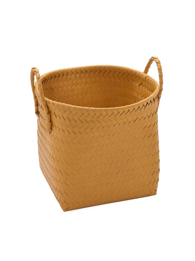 cesto quadrado laranja sintetico lili home decor