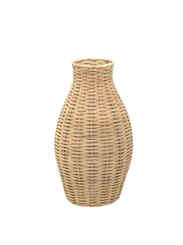 vaso palha comprido natural rattan cilindrico boca estreita lili home decor