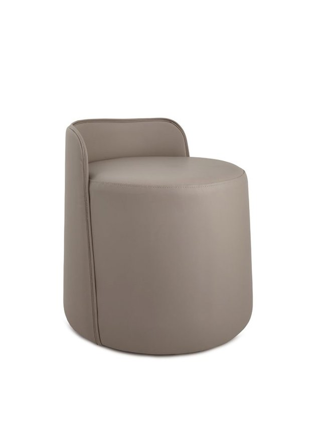 puff couro sintetico cinza 45cm lili casa