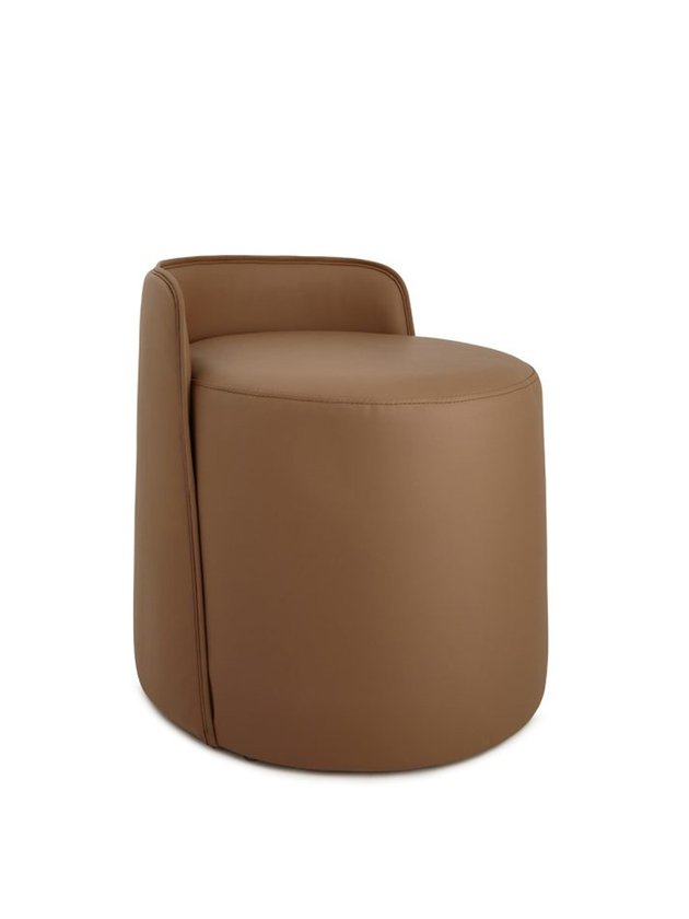 puff couro sintetico marrom 45cm lili casa
