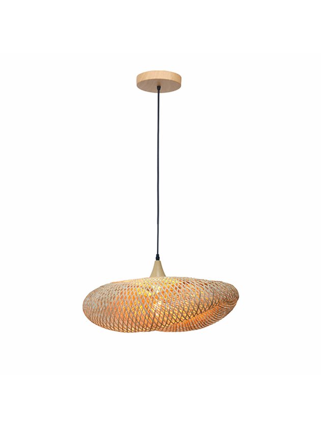 luminaria pendente bambu natural organica 42cm fibra natural lili casa home decor