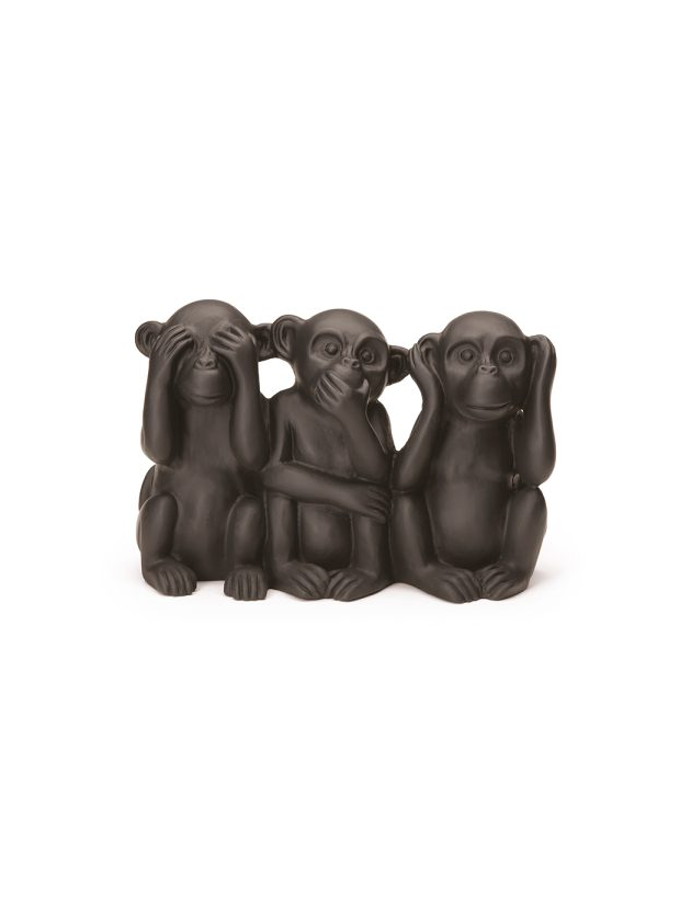 Escultura Macacos Cimento Preta Lili Casa