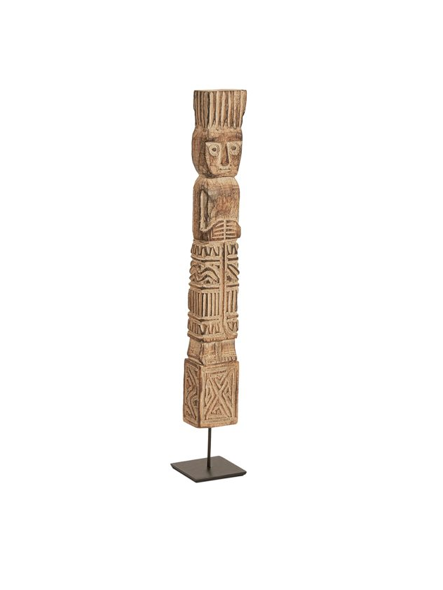 Escultura Madeira Decorativa Maori G Lili Casa