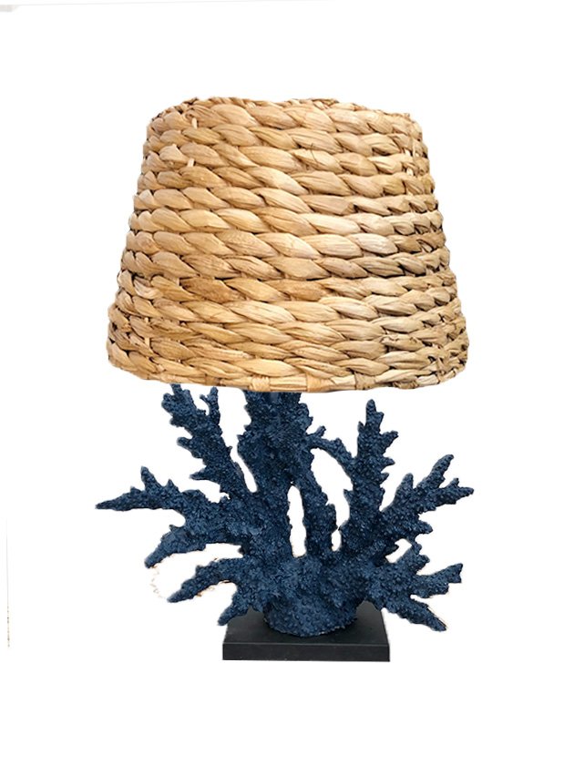 abajur azul coral cupula palha lili home decor azul