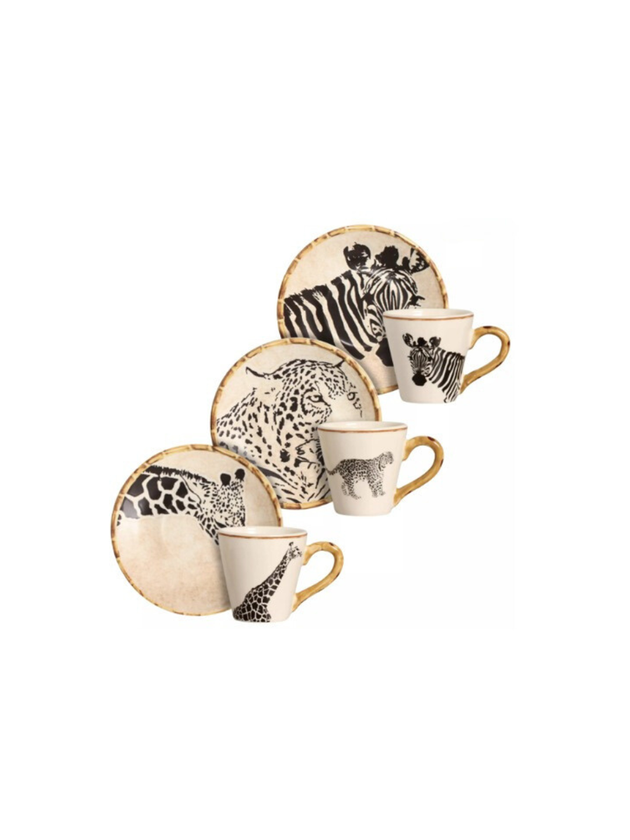 xicara cha animais maison blanche ceramica africa lili home decor