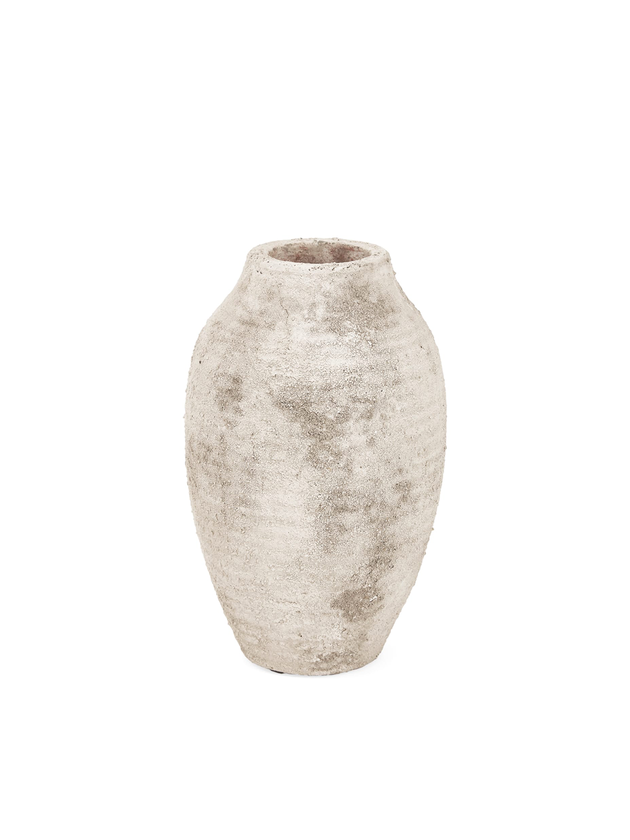vaso rustico ceramica texturizado cinza p