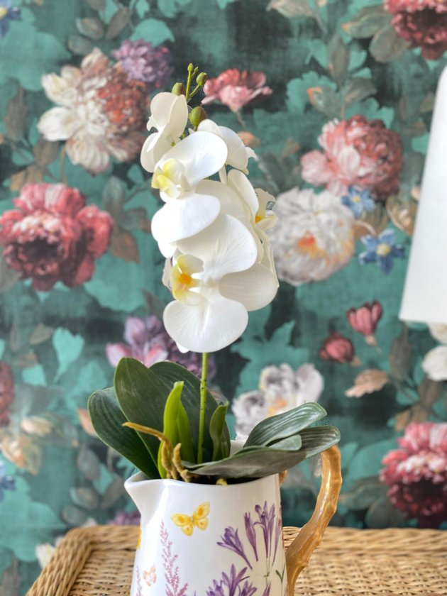 DECORTÉ Wildflower Wonderland 2x18g Kit Arranjo de Flores Orquídea Verde e Branco e Jarra de Cerâmica