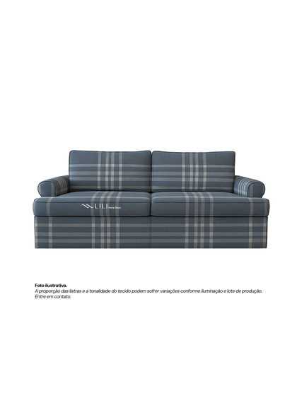 sofa ingles 2 lugares azul xadrez escuro codigo 21932 cor02 lili home decor casa
