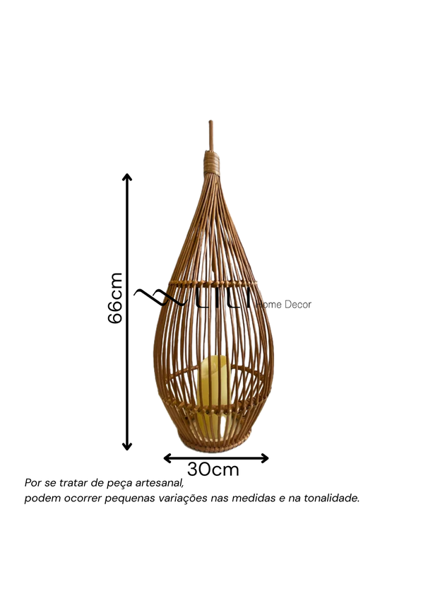 Lanterna de Chão Fibra Natural Vime M Vela Lili Casa 66cm Único